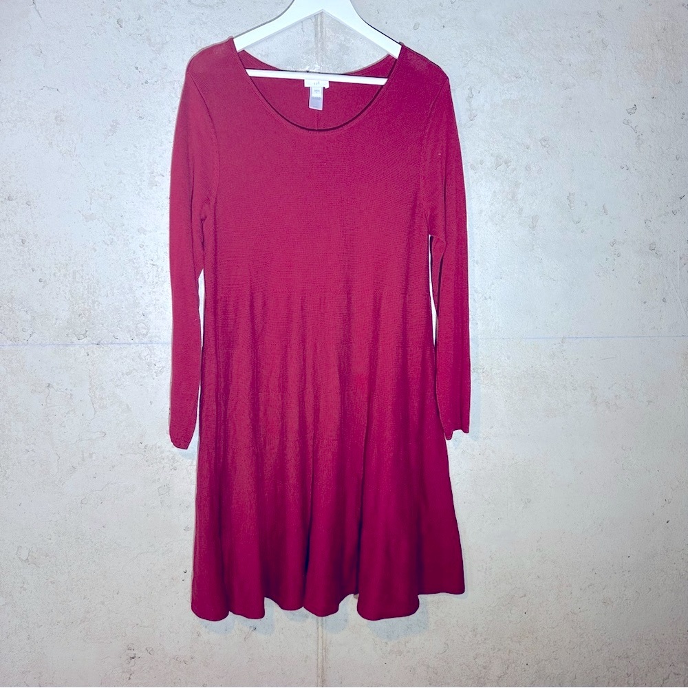 J. Jill Elegant Scarlet Long Sleeve Sweater Dress